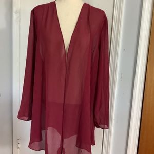 DRAPER S & DAMON S Woman Burgundy Cardigan Blouse 2X Christmas Special event